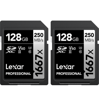 Lexar Professional SDXC 128GB 2-pakke 1667x, 250MB/s, U3, UHS-II, V60