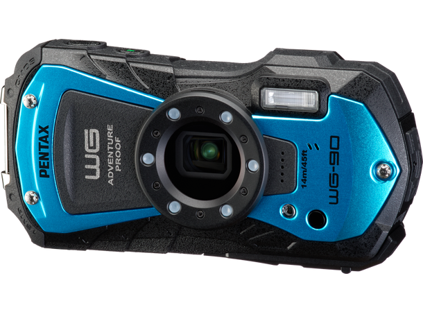 Pentax WG-90 kompaktkamera, Blå Vanntett og støtsikkert kompaktkamera