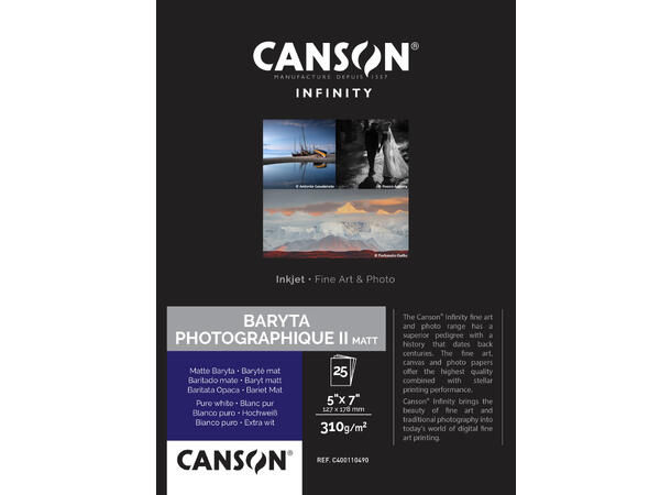 Canson Baryta Photographique II matt 5X7 25 ark, 13x18, 310gsm