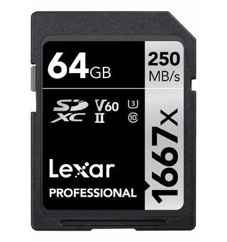 Lexar Professional SDXC 250MB/s 64GB 1667x, 250MB/s, U3, UHS-II, V60