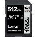 Lexar Professional SDXC 160MB/s 512GB 512 GB, 1066x, 160MB/s, U3, V30, UHS-I