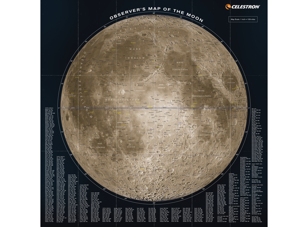 Celestron Moon Map Stort referansekart over månen.