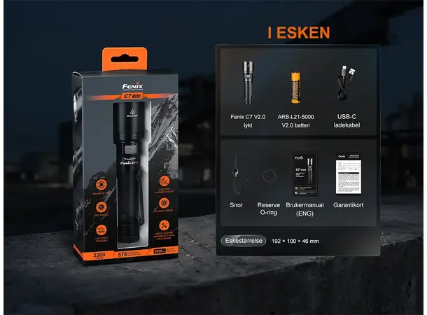 Fenix C7 V2 high-performance led-lykt Oppgradert bestselger med 3300 lumen! 
