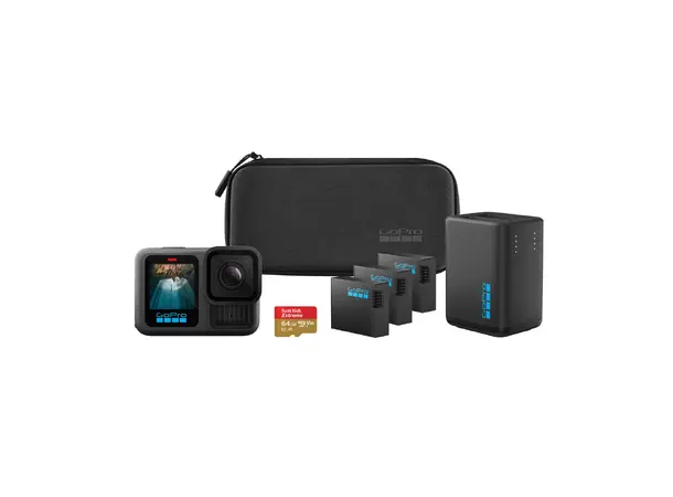 GoPro HERO13 Black Power Bundle 3 batteri, dual charger, 64GB kort, case 