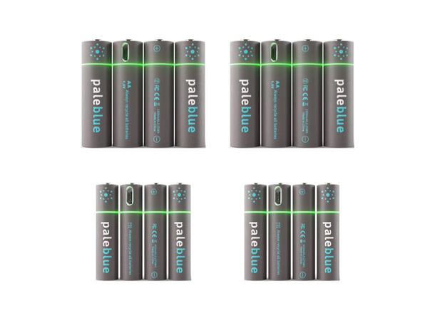 Pale Blue Sustainability Kit 8xAA 8xAAA 8 + 8 batterier ink Micro USB ladekabel 