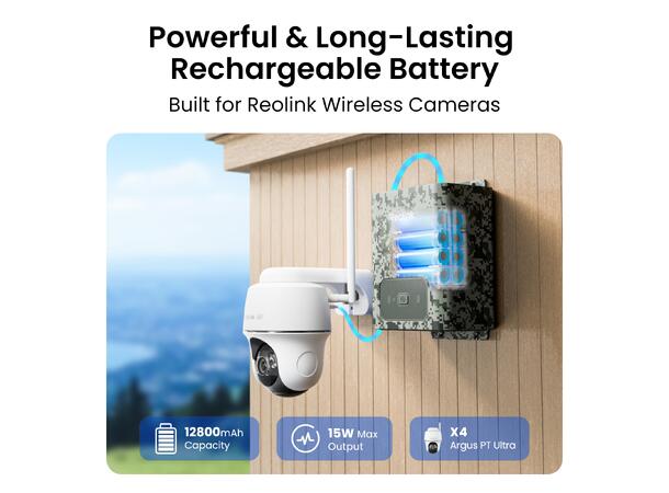 Reolink Utendørs Batteripakke Eksternbatteri til Reolink batterikamera 