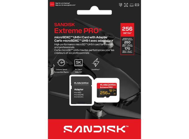 Sandisk MicroSD Extreme Pro V30 256 GB Rask, robust, pålitelig, profesjonell 