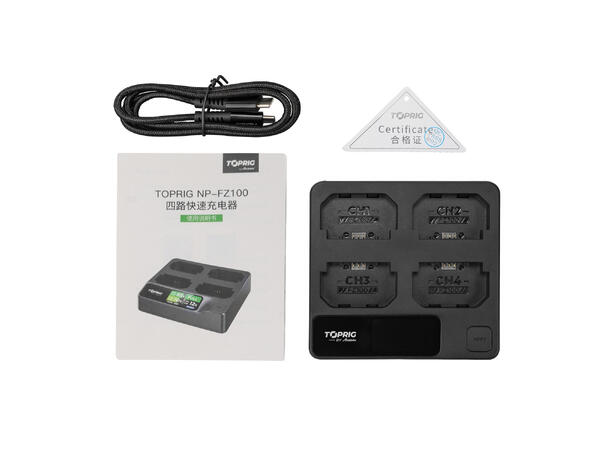 Accsoon TopRig 100W 4-Bay hurtiglader Fire NP-FZ100 batterier 