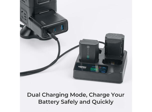 Accsoon TopRig 100W 4-Bay hurtiglader Fire NP-FZ100 batterier 