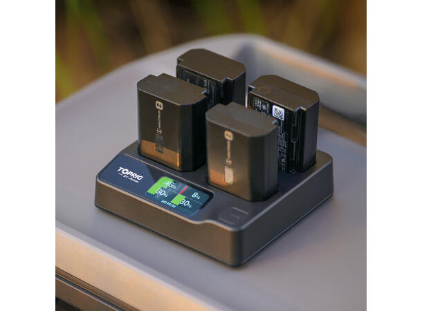 Accsoon TopRig 100W 4-Bay hurtiglader Fire NP-FZ100 batterier 