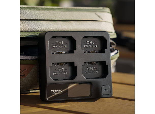 Accsoon TopRig 100W 4-Bay hurtiglader Fire NP-FZ100 batterier 