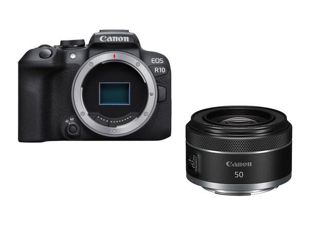 Canon EOS R10 inkl RF 50mm f/1.8 STM Rabattert hus og objektiv