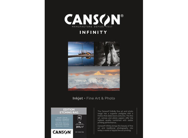 Canson Edition Etching Rag a4 25 ark, 310 gsm 