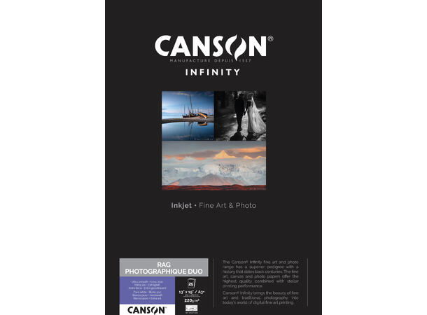 Canson Rag Photographique Duo A2 -25 ark Dobbelsidig Museumskvalitet 