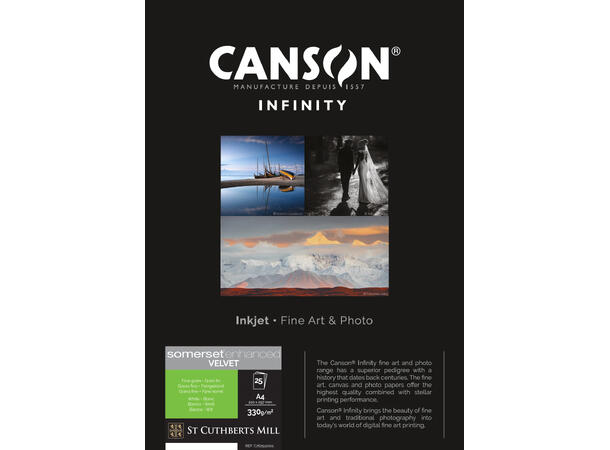 Canson Somerset ENHANCED VELVET 25 ark A4 (Radiant White) 330 gsm 