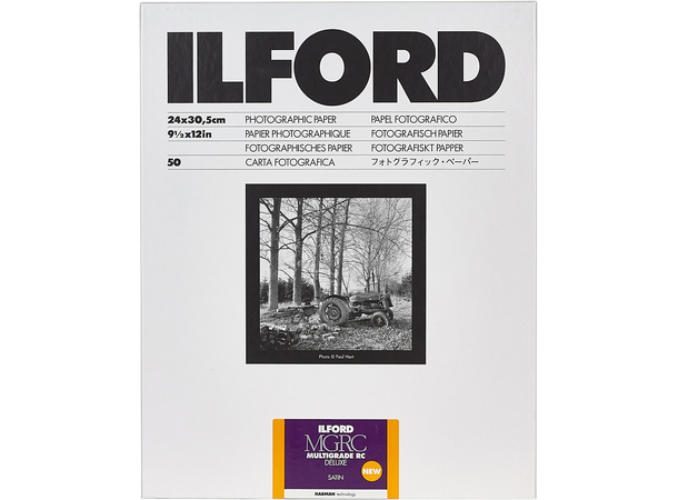Ilford Multigrade RC Deluxe Satin 24x30 50 stk 24x30,5 cm S/H mørkeromspapir 