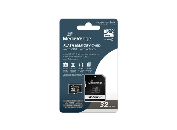 MediaRange Micro SDHC 32GB med adapter Class 10 MicroSD inkl. SD-adapter 