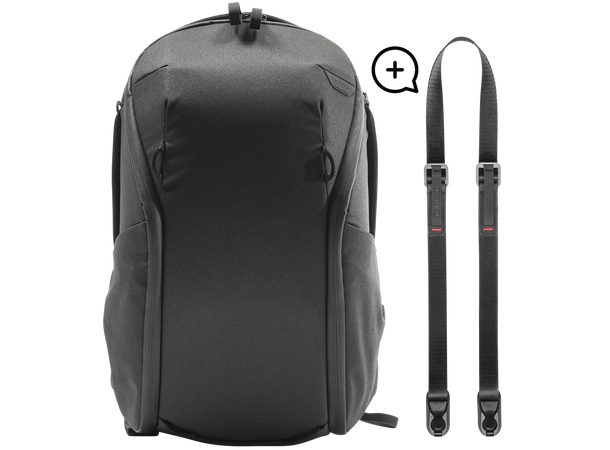 Peak Design Everyday Backpack Zip + Reim 15L Zip inkludert Leash - Sort 