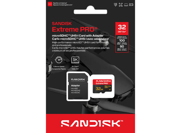 Sandisk MicroSD Extreme Pro V30 32 GB Rask, robust, pålitelig, profesjonell 