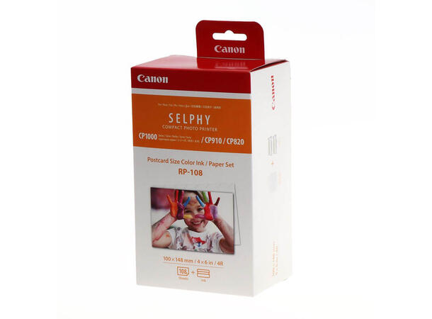 Canon RP-108 Ink Cassette/Paper Set 36stk 54x86mm + Skrivebåndskassett 