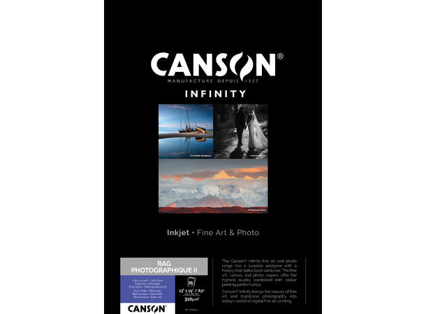 Canson Rag Photographique II A3+ -25 ark Bomull, 310 gms, Enestående kvalitet 