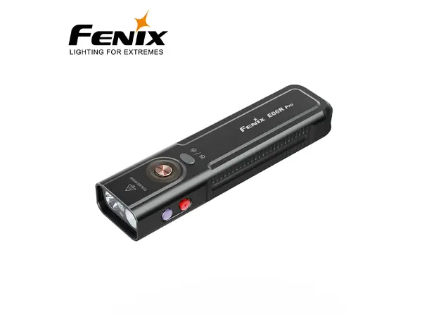Fenix E06R Pro 1600lm LED/UV/Laser Sort Minilykt m/ hvitt lys, UV-lys, laser m.m 