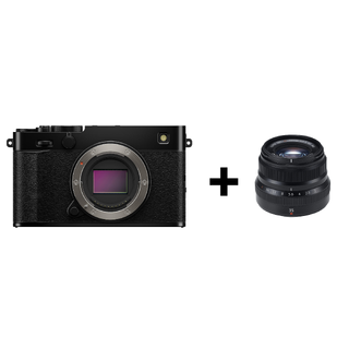 Fujifilm X-E5 sort, med XF 35mm f/2 WR Kompakt med IBIS og rå bildekvalitet