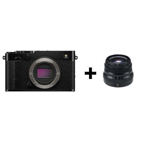 Fujifilm X-E5 sort, med XF 35mm f/2 WR Kompakt med IBIS og rå bildekvalitet