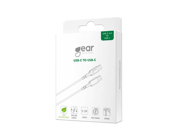Gear Ladekabel USB-C til USB-C 0,5 m USB 2.0, 0.5 m Kabel Hvit 
