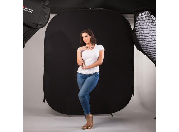 Manfrotto Bakgrunn 1.5x1.8m Svart/Hvit sammenleggbar, vendbar 2 farger 