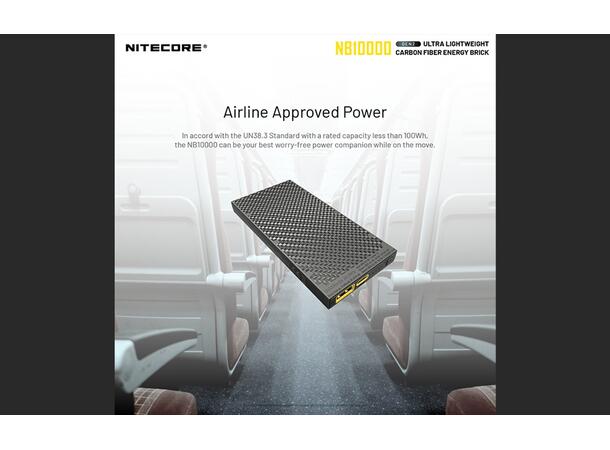 Nitecore NB10000 Powerbank Gen 2 10 000mAh. Solid, lett og kompakt. IPX5 
