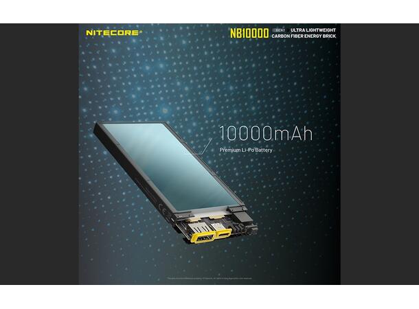 Nitecore NB10000 Powerbank Gen 2 10 000mAh. Solid, lett og kompakt. IPX5 