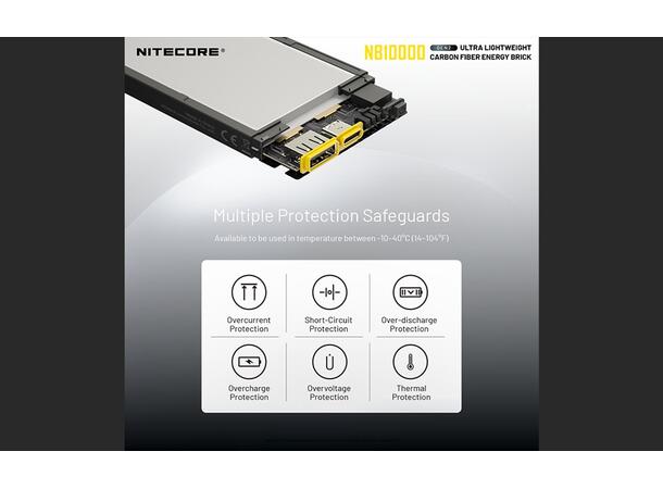 Nitecore NB10000 Powerbank Gen 2 10 000mAh. Solid, lett og kompakt. IPX5 