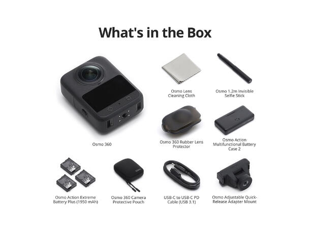 Osmo 360 Adventure Combo 8K 360°-video, 120 MP 360°-foto 