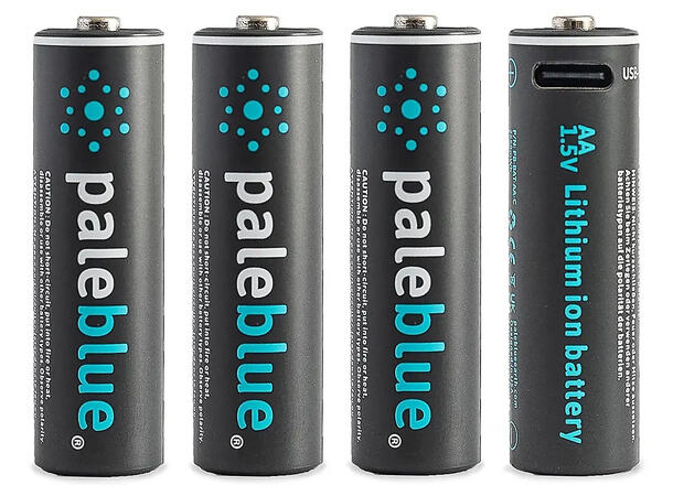 Pale Blue Li-Ion Rechargeable AA 4-pkn AA batteri m/ 4x1 ladekabel USB-C 