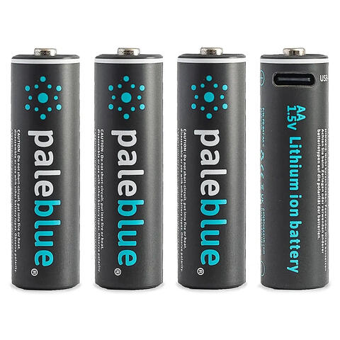 Pale Blue Li-Ion Rechargeable AA 4-pkn AA batteri m/ 4x1 ladekabel USB-C