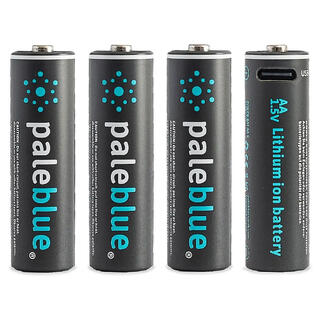 Pale Blue Li-Ion Rechargeable AA 4-pkn AA batteri m/ 4x1 ladekabel USB-C