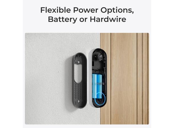 Reolink Doorbell Battery Sort 2K, Dual-Band Wifi, 7000mAh, Deteksjon 