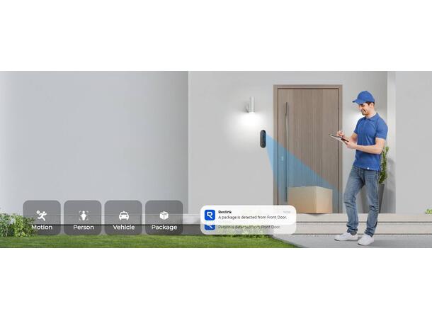 Reolink Doorbell Battery Sort 2K, Dual-Band Wifi, 7000mAh, Deteksjon 