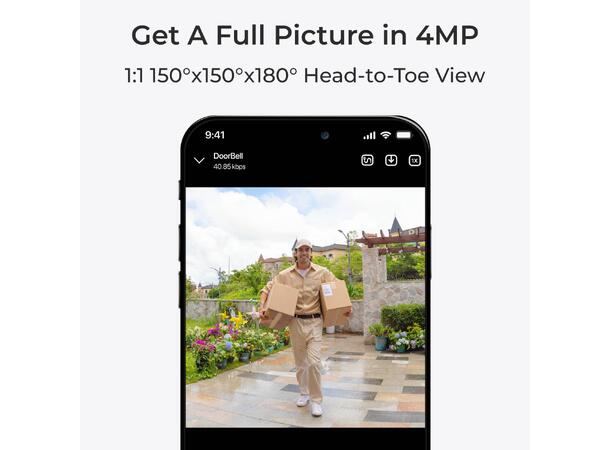 Reolink Doorbell Battery Sort 2K, Dual-Band Wifi, 7000mAh, Deteksjon 