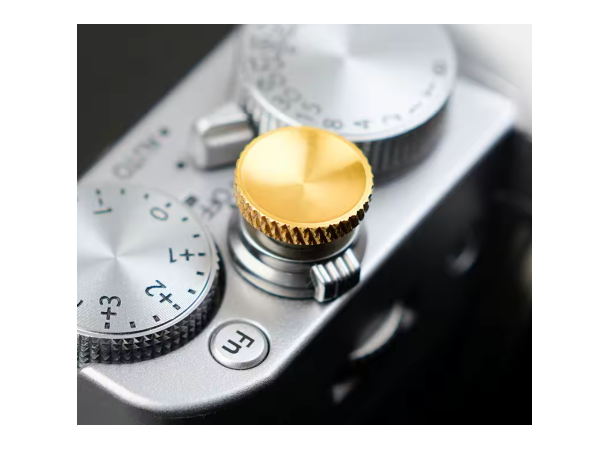Soft Shutter Release Button Konkav Gull Knurled, følger med o-ring, Gull 