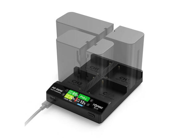 Accsoon Hurtiglader TopRig NP-F 100W, Fire NP-F batterier 