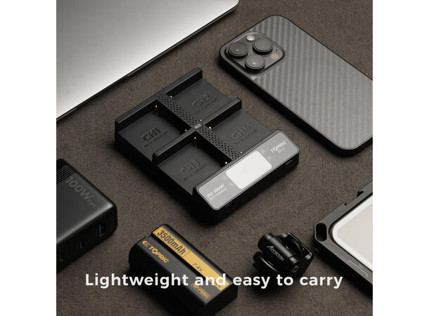 Accsoon Hurtiglader TopRig NP-F 100W, Fire NP-F batterier 