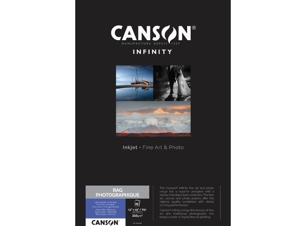 Canson Rag Photographique A3+ 210gsm, 25 ark 