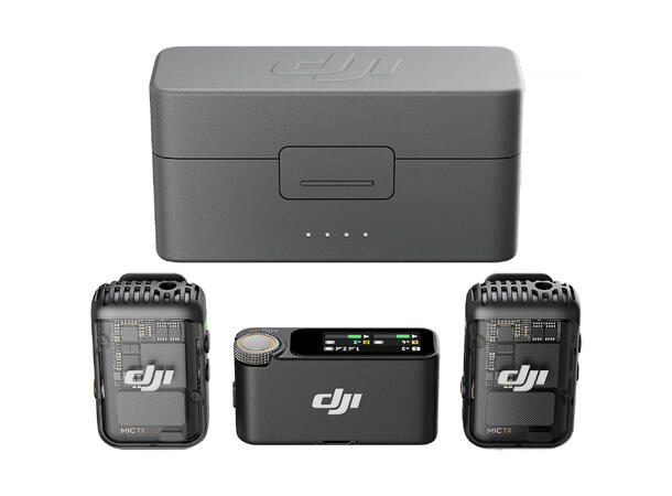 DJI Mic 2 (2 TX + 1 RX + Charging Case) 2 Mic/Sendere, 1 mottaker og ladeetui