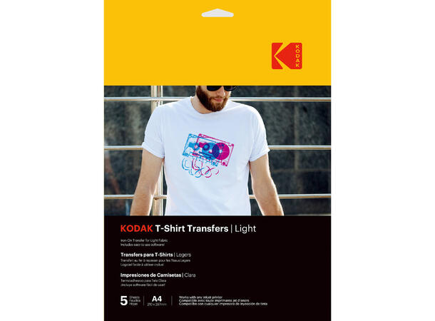 KODAK T-Shirt Transfers Light A4 x5 Overføringspapir for lyse tekstiler 
