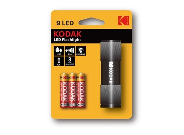 Kodak 9 LED Aluminium Flashlight m/ batt Liten og hendig lommelykt inkl 3xAAA 