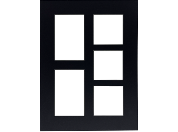 Passepartout 30x40 Sort Kollage med 5 bilder i str 10x10/10x15cm 