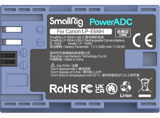 Smallrig 4264 Batteri LP-E6NH Passer til flere kamera. 