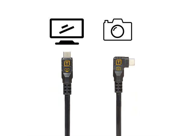 Tetherpro USB-C til USB-C 9,4m Hi-vis Svart Right Angle 